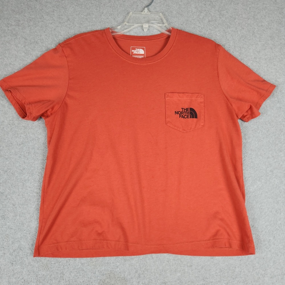 The North Face T-Shirt Womens L Burnt Orange Pocket Relaxed‎ Poppy Back Graphic